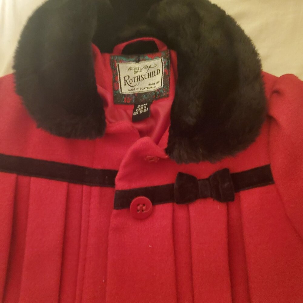 Red Black Wool Rothchild Coat